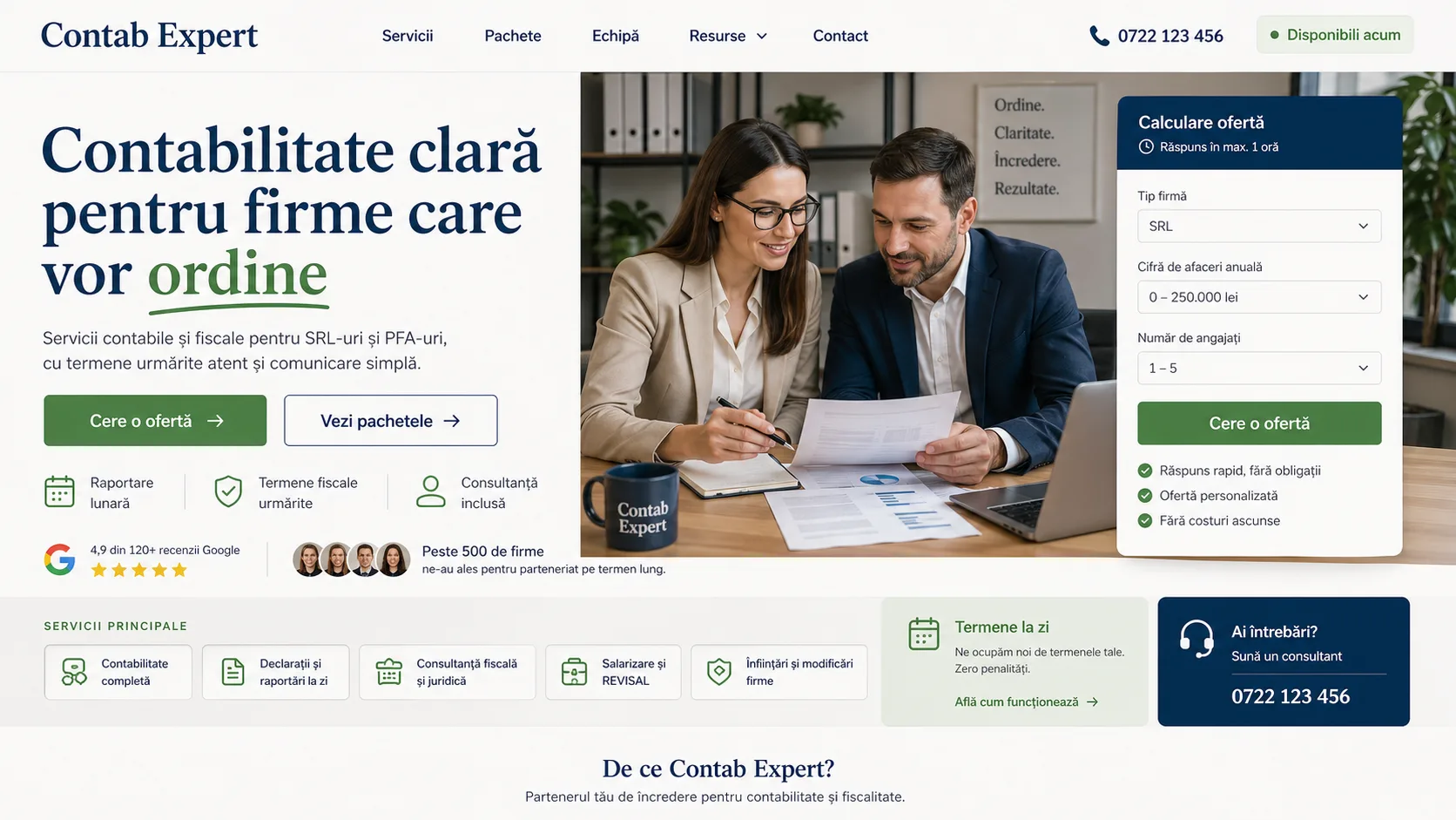 Accounting website design - service dashboard