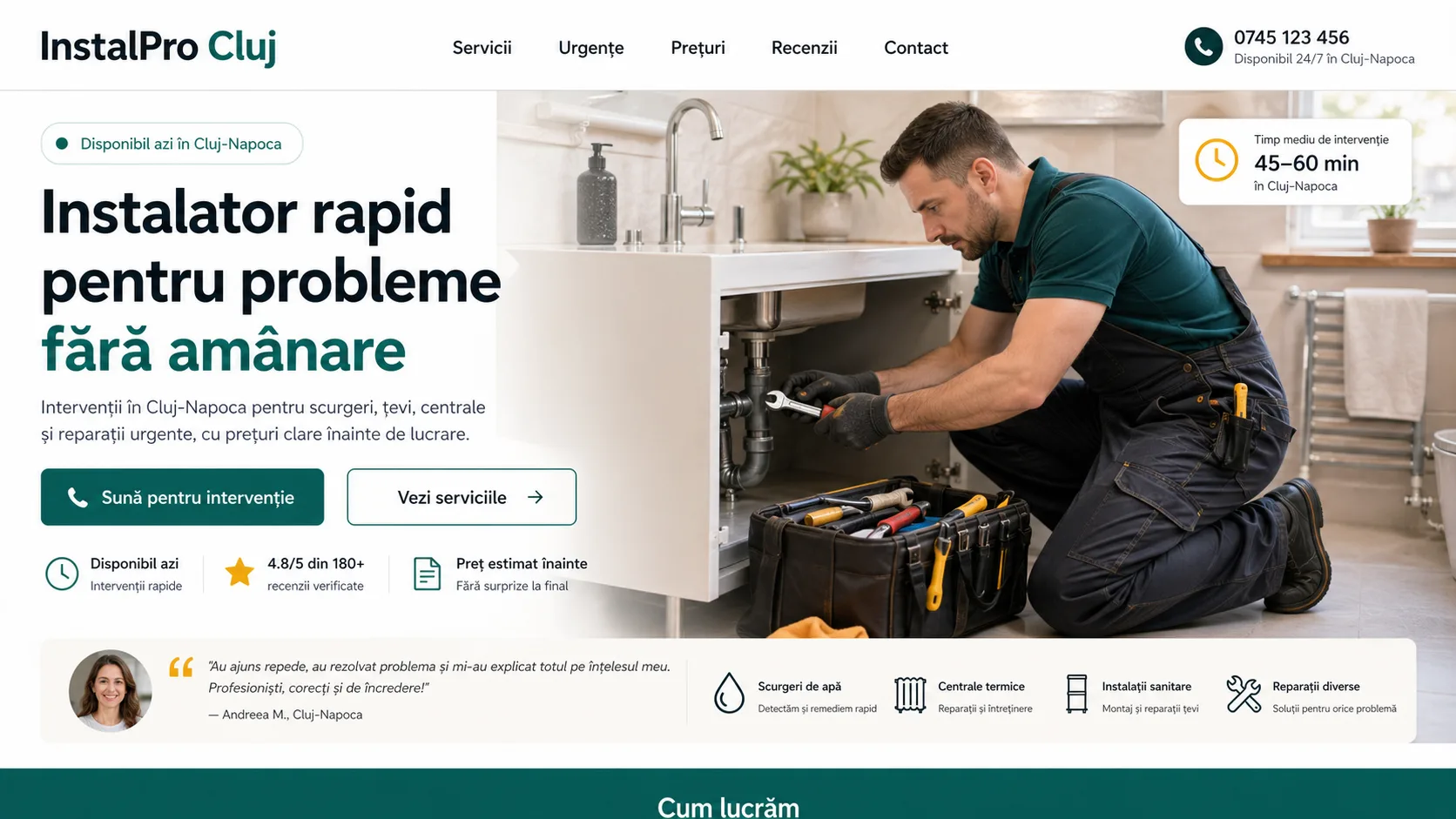 Plumbing website design - boutique story